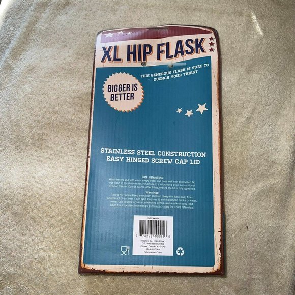 Just One Last Drink Stainless Steel XL Hip Flask 1.7 Liters Wine Bottle - Picture 4 of 6